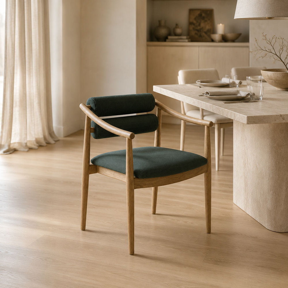 Linden Acacia Wood Upholstered Dining Chair | Green
