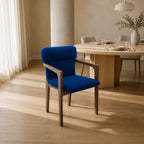 Cedar Acacia Wood Upholstered Dining Chair with Blue Cushioned Seat
