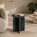Clark Solid Marble Side Table with Natural Veining