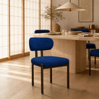 Fairmont Blue Upholstered Dining Chair with Antique Bronze Iron Legs - Set of 2