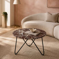 Edgar Red Levante Marble Coffee Table with Black Metal Base