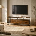 Martina Mango Wood and Iron Industrial Media Unit with Storage