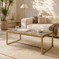 Blair Agate Coffee Table with Golden Iron Frame for Glam Living Rooms