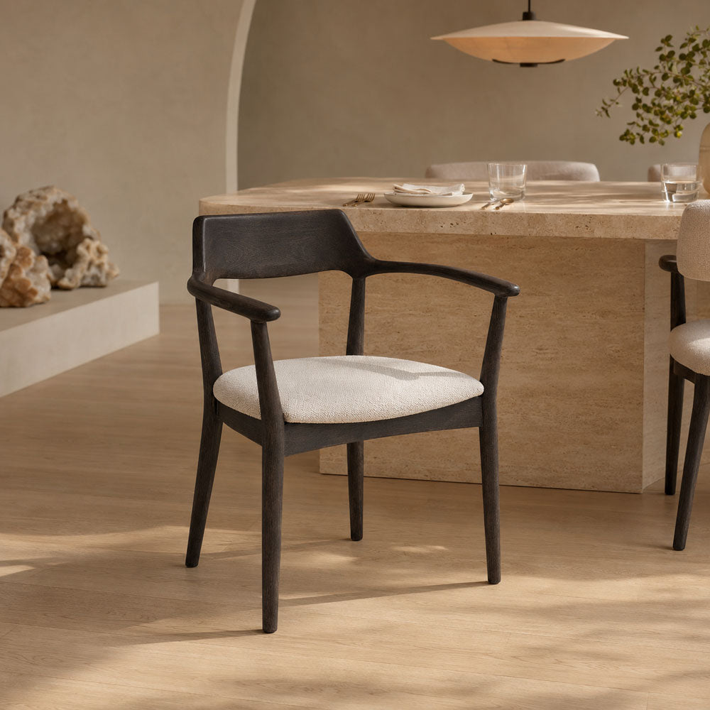 Grove Solid Rubberwood Upholstered Dining Chair in Walnut Polyester