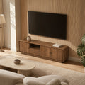 Lux Solid Mango Wood Three Door Media Unit - Brown Finish
