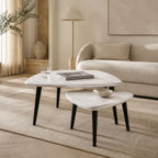Milan Mango Wood Triangular Nesting Coffee Tables - Set of 2