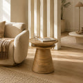 Ruby Conical Solid Mango Wood Side Table in Natural Finish