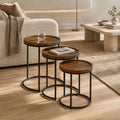 Milo Mango Wood and Metal Nesting Side Tables - Set of 3