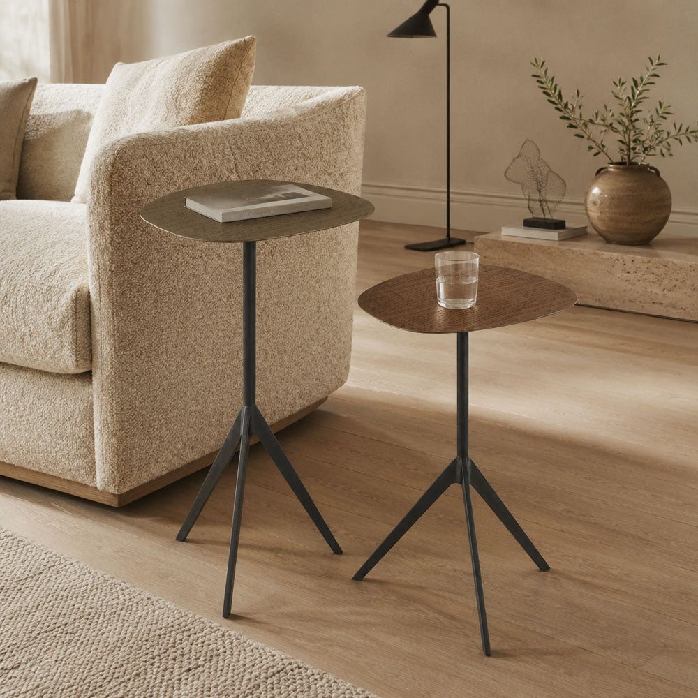 Ash Iron Nesting Side Tables with Brass & Copper Finish - Set of 2