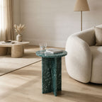 Maya Solid Natural Marble Side Table with Polished Circular Top