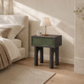 Moss Mango Wood One Drawer Bedside Table Nightstand with Walnut Finish