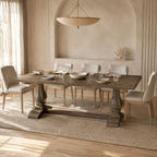 Alaric Solid Mango Wood 6-Seater Rectangular Dining Table with Weathered Walnut Finish