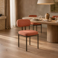 Oria Contemporary Upholstered Dining Chair - Orange Polyester with Iron Legs (Set of 2)