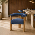 Harper Blue Polyester Upholstered Dining Chair with Rubberwood Legs