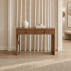 Freya Mango Wood 2-Drawer Console Table - Warm Honey Finish