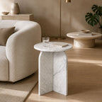 Clark Solid Marble Side Table - Elegant Accent End Table